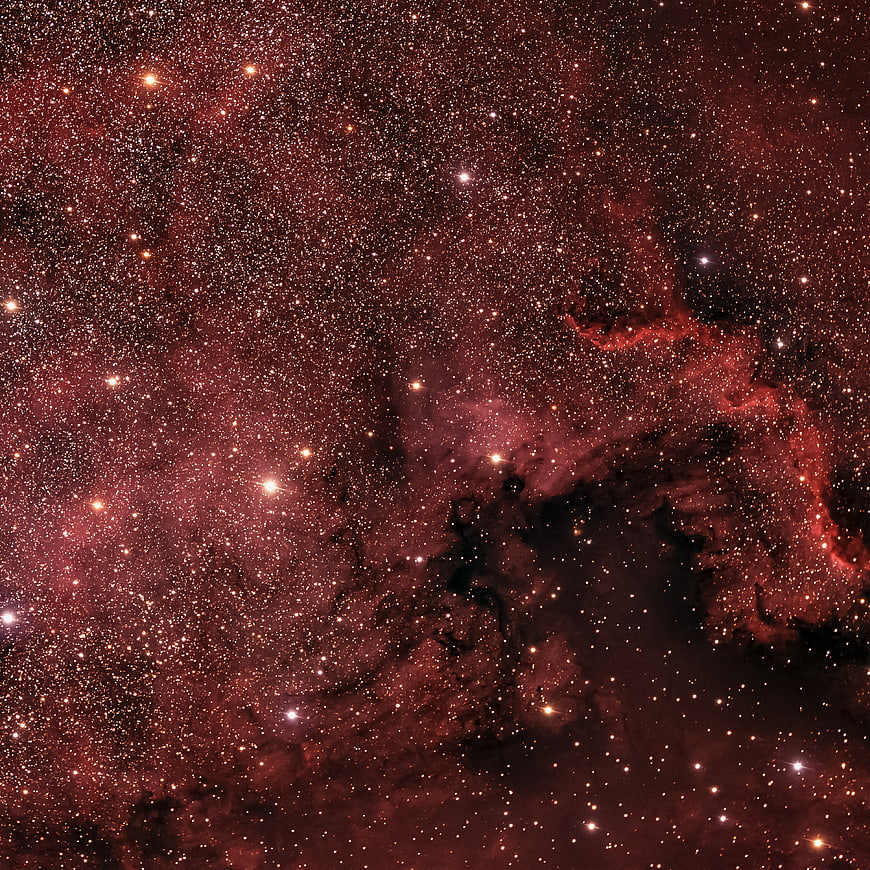 Red Nebula and Star Field Deep Space Astrophotography