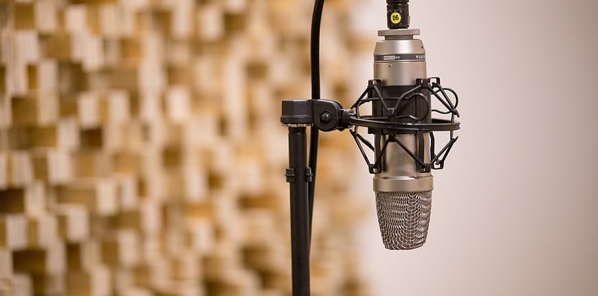 Professional Studio Microphone in Recording Booth