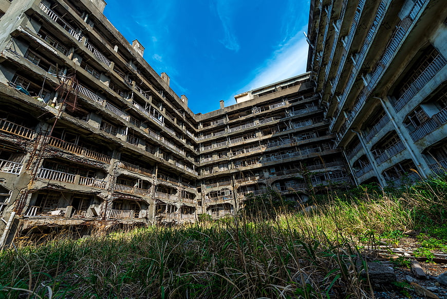Abandoned Gunkanjima Battleship Island Ruins in Nagasaki Japan