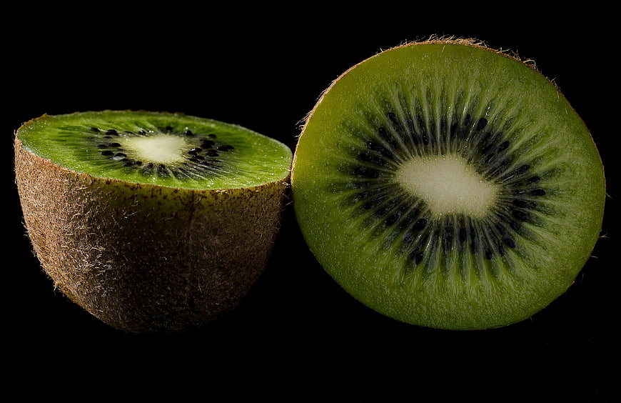 Fresh Sliced Kiwi Fruit on Black Background