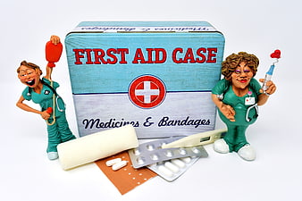 First Aid Case With Nurse Figurines And Medical Supplies