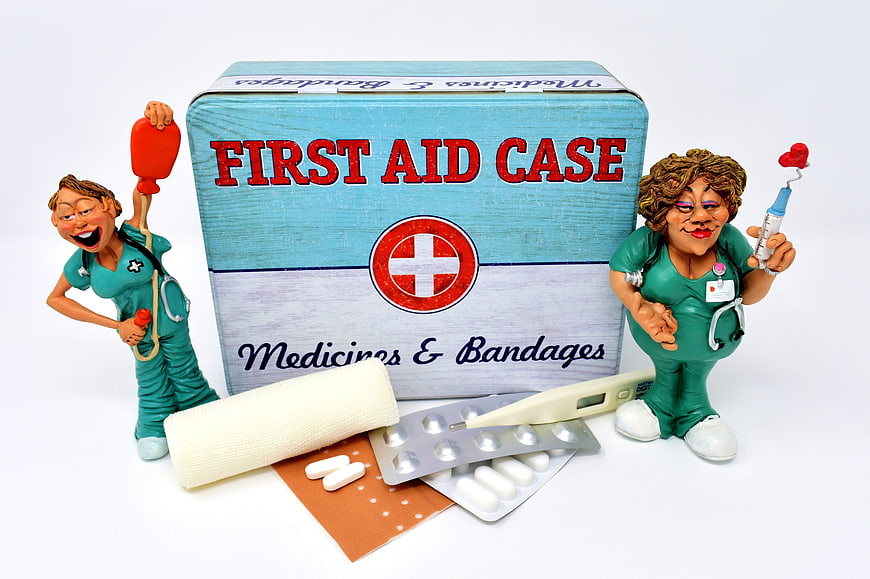 First Aid Case With Nurse Figurines And Medical Supplies