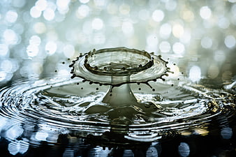 High Speed Water Drop Splash Crown with Bokeh Background