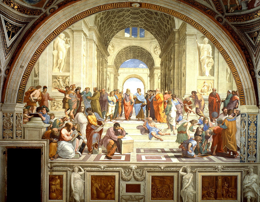 Raphael's School of Athens fresco painting reproduction