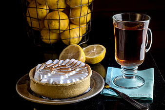 Lemon Meringue Tart with Tea and Lemons