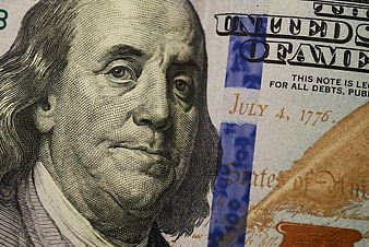 Close-up of Benjamin Franklin on US 100 Dollar Bill