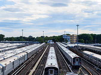 Aerial View of New York City Subway Train Yard