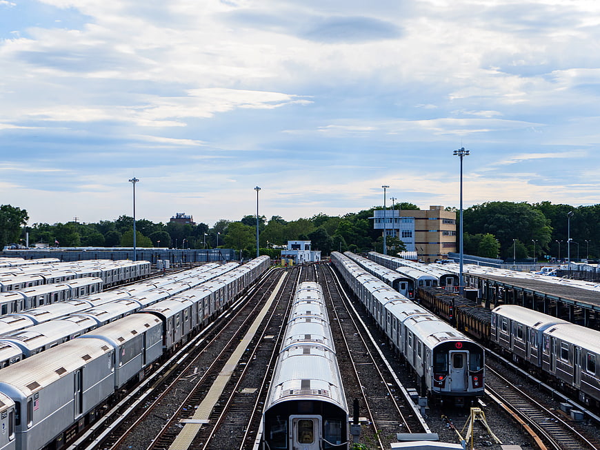 Aerial View of New York City Subway Train Yard