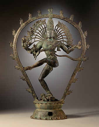 Ancient Bronze Nataraja Shiva Statue in Cosmic Dance Pose