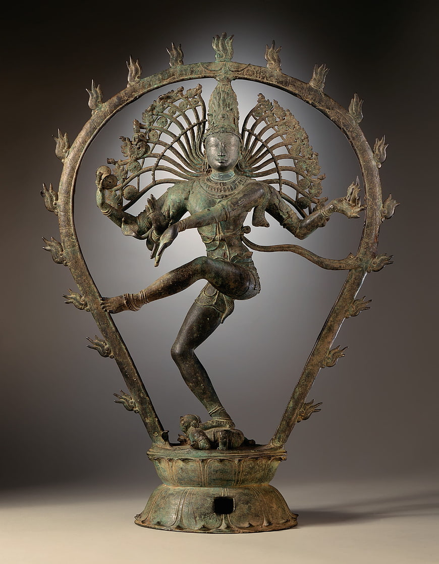 Ancient Bronze Nataraja Shiva Statue in Cosmic Dance Pose