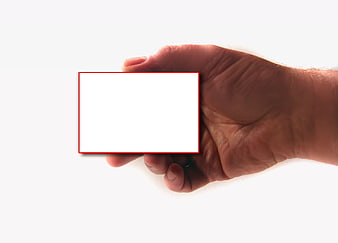 Man's Hand Holding Blank White Business Card Mockup