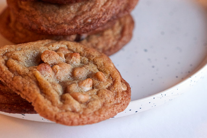 Close-up of Freshly Baked Peanut Butter Cookies on Plate