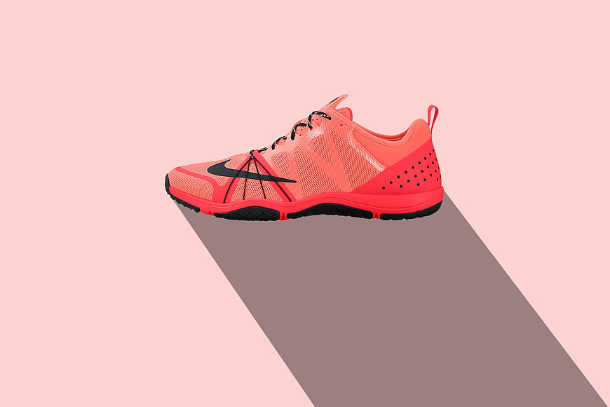 Salmon Pink Nike Running Shoe Flat Design Product Mockup