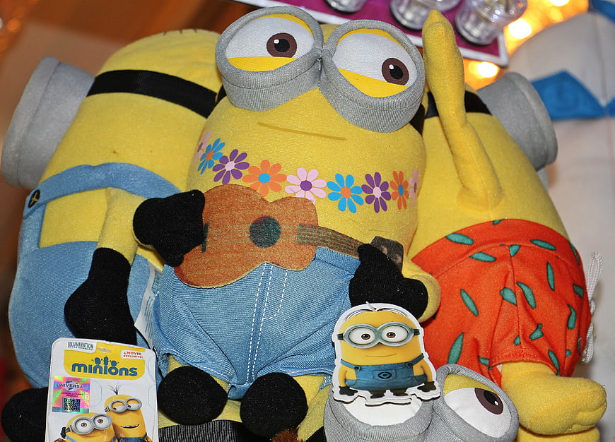 Minions plush toys with ukulele and flower crown