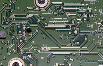 Macro View of Green Printed Circuit Board Traces