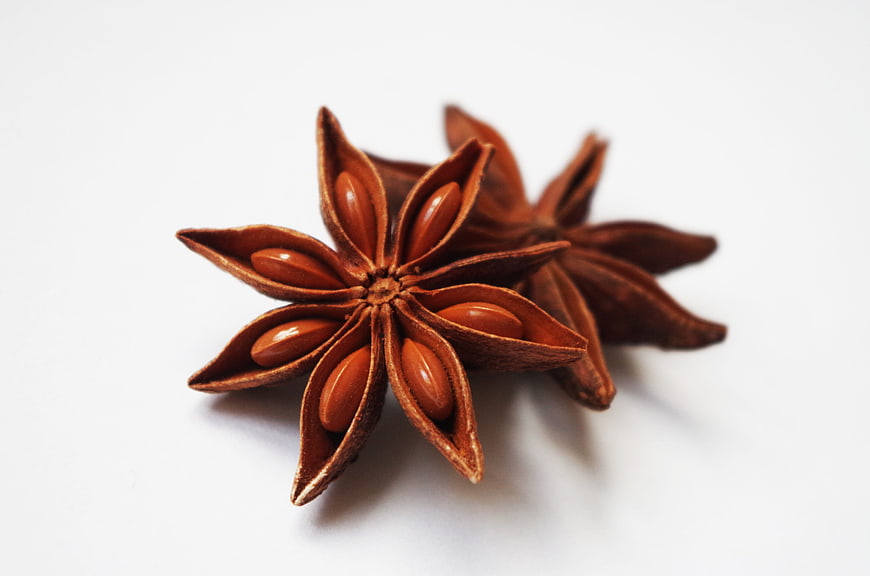 Star Anise Spices On White Background