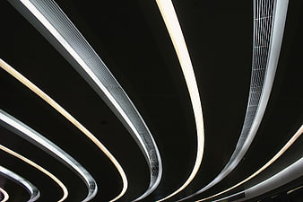 Abstract Curved Ceiling Lights in Modern Architecture