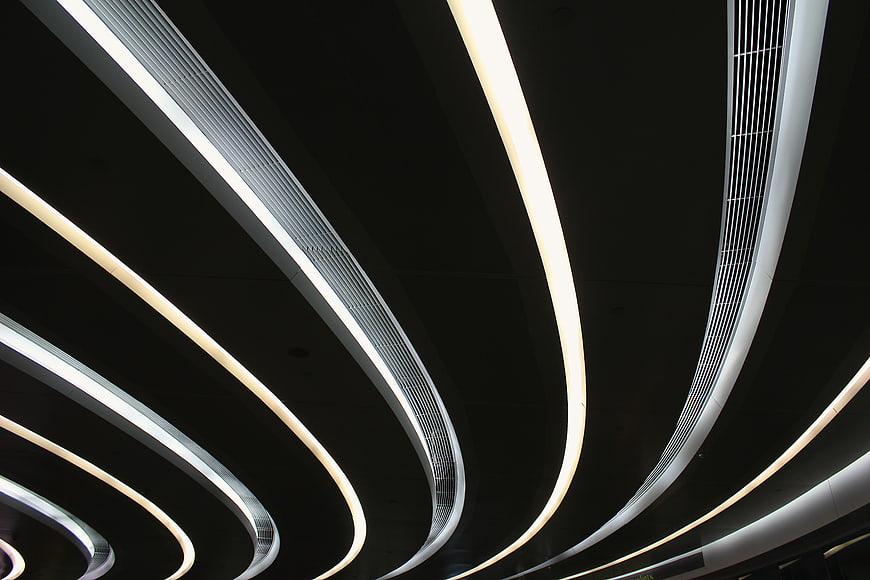 Abstract Curved Ceiling Lights in Modern Architecture