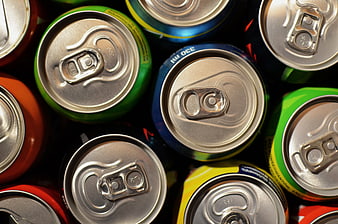 Top View of Assorted Colorful Soda Cans