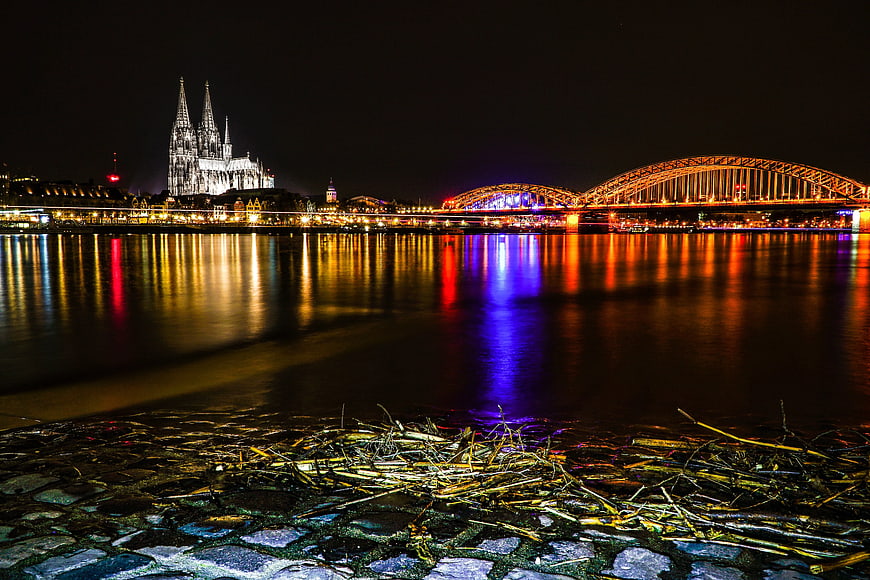 Cologne Cathedral and Hohenzollern Bridge at Night