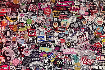 Colorful Sticker Bomb Wall Urban Street Art Background