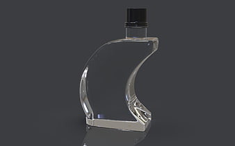 Clear Curved Glass Perfume Bottle Mockup on Gray Background