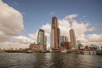 Modern High-Rise Skyscrapers on Waterfront Skyline