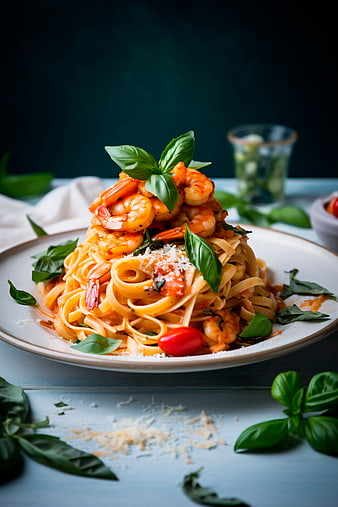 Gourmet Shrimp Linguine with Fresh Basil and Cherry Tomatoes