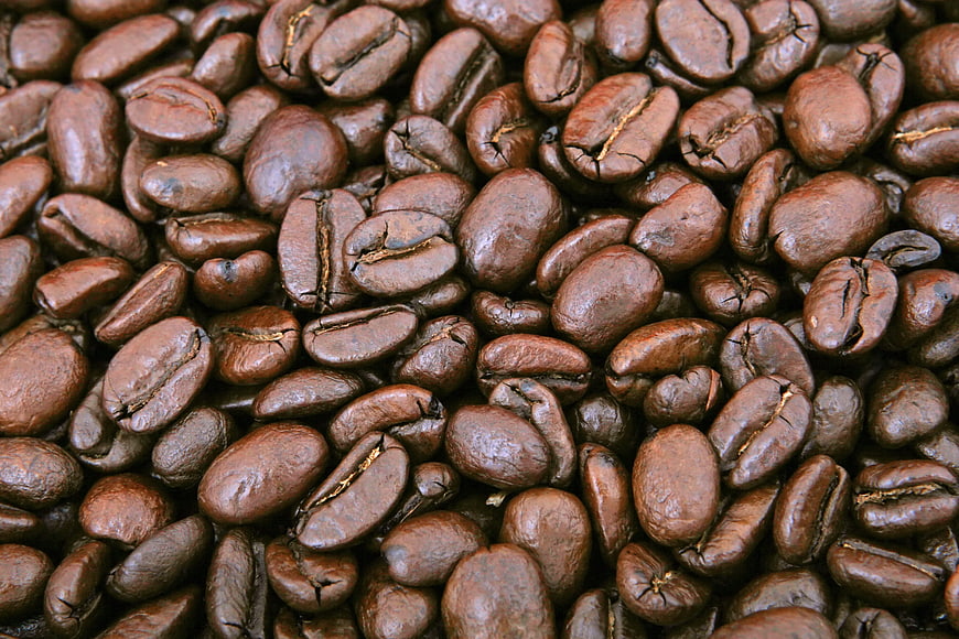 Close-up of roasted coffee beans texture background