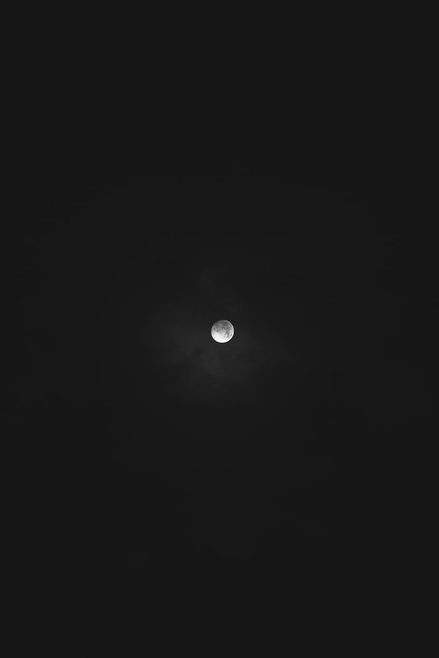 Full Moon in Dark Night Sky with Clouds