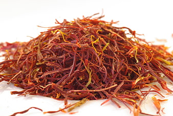 Dried Saffron Threads Pile On White Background