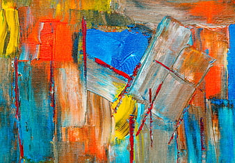 Abstract Acrylic Painting with Vibrant Brushstrokes and Texture