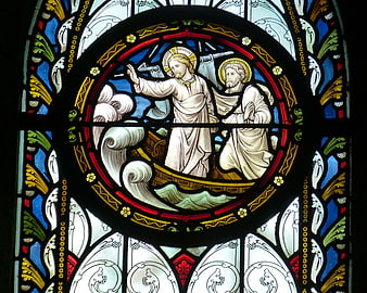 Stained Glass Window Depicting Jesus Calming the Storm