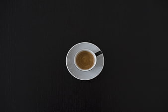 Top View Espresso Cup on Black Background