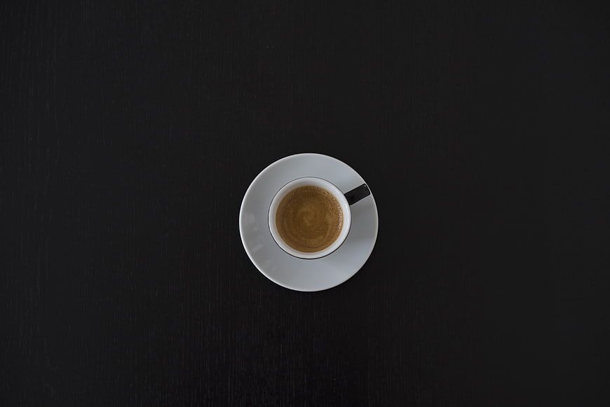 Top View Espresso Cup on Black Background