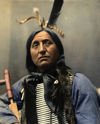 Historical Portrait of Native American Chief in Traditional Regalia