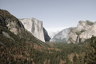Majestic Yosemite Valley Landscape with Granite Cliffs and Forest