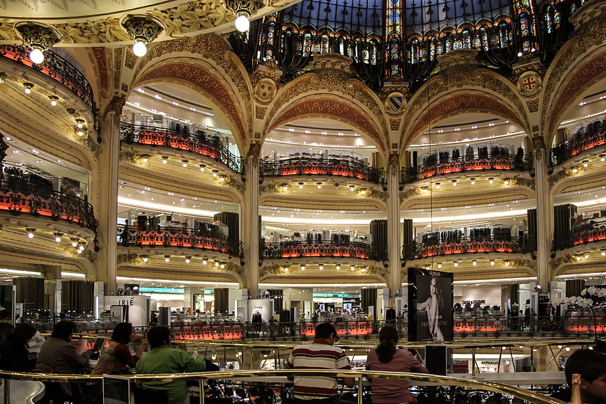 Interior of Galeries Lafayette Haussmann in Paris