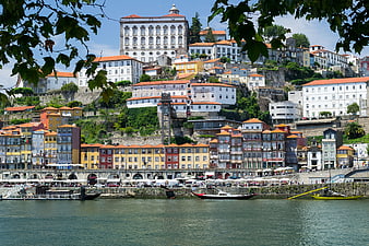 Porto Portugal Riverside Historic Cityscape With Colorful Buildings