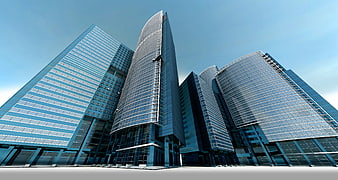 Modern Glass Skyscrapers 3D Rendering