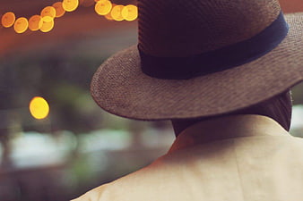 Man in Fedora Hat with Bokeh Lights