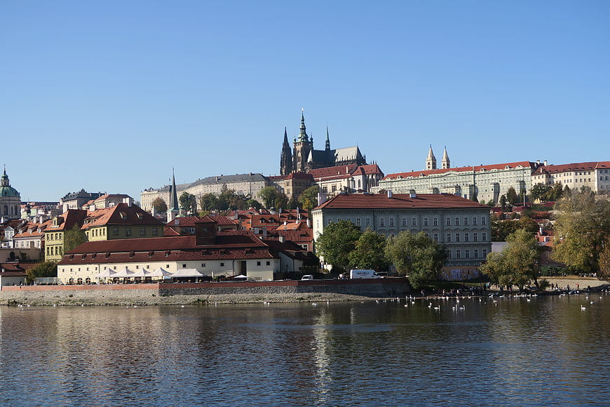 Prague Castle and Vltava River Cityscape in Autumn