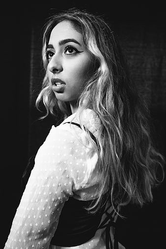 Dramatic Black and White Portrait of Young Woman