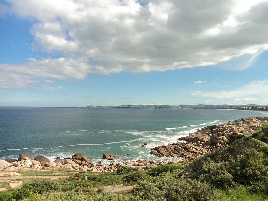 Scenic coastal landscape with rocky shoreline and blue ocean