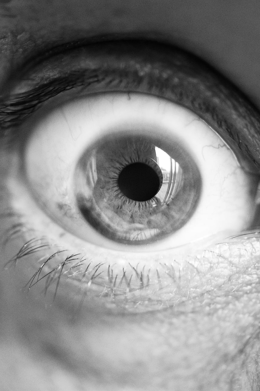 Extreme Close-Up Black and White Human Eye Macro Photography