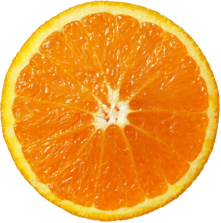 Fresh Orange Slice Cross Section On White Background