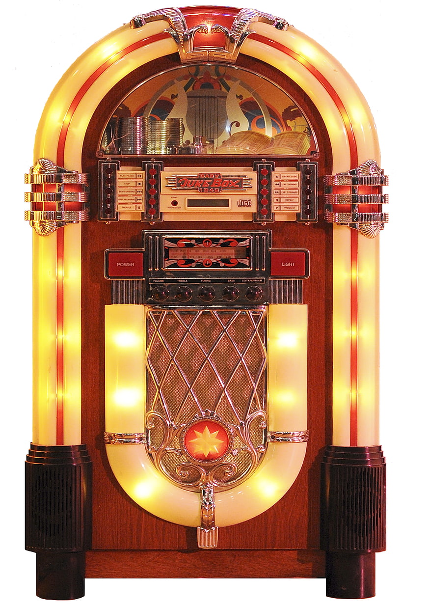 Vintage 1950s Jukebox with Warm Neon Lights