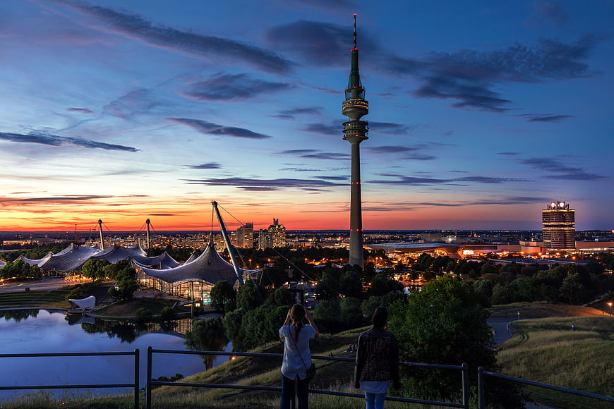 Munich Olympic Park and TV Tower at Sunset