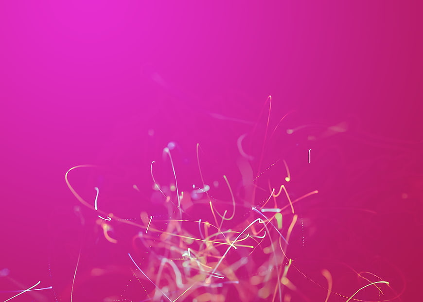 Abstract pink background with glowing light streaks and digital motion lines