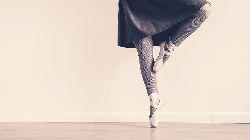 Ballerina Legs in Fishnets and Pointe Shoes